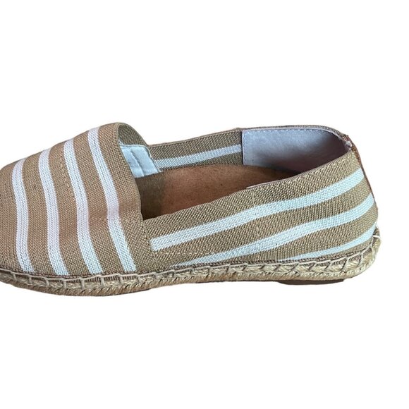 Vionic Women's Size 6.5 Kahki/Ivory Striped Slip On Loafers with Jute Trim - Picture 7 of 9